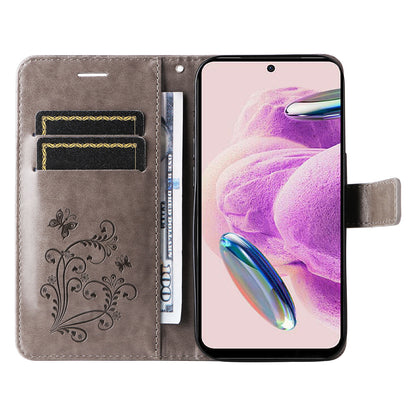 KT Imprinting Flower Series-2 For Xiaomi Redmi Note 12S 4G / Note 11 4G (Qualcomm) / Note 11S 4G Cellphone Leather Case Butterfly Imprint Wallet Stand Cover