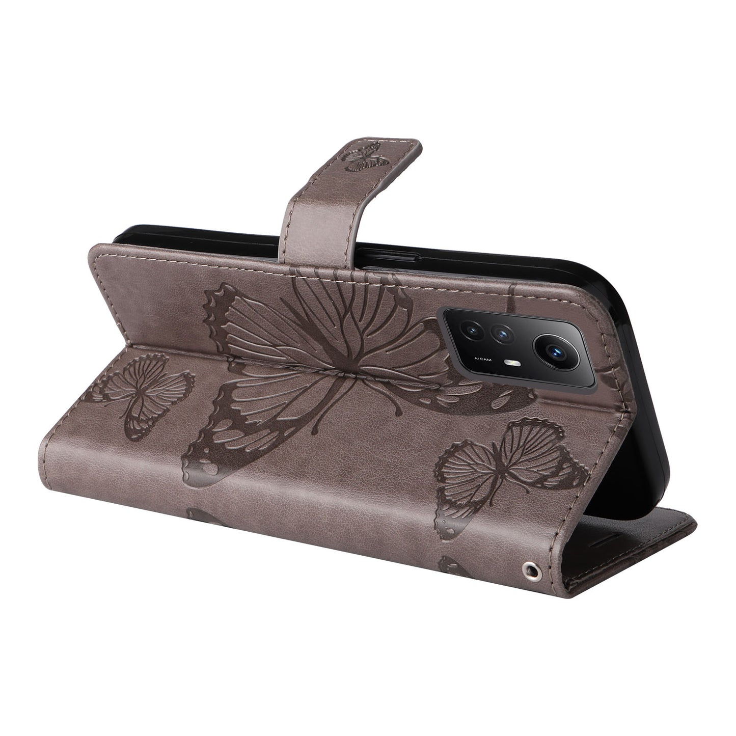 KT Imprinting Flower Series-2 For Xiaomi Redmi Note 12S 4G / Note 11 4G (Qualcomm) / Note 11S 4G Cellphone Leather Case Butterfly Imprint Wallet Stand Cover