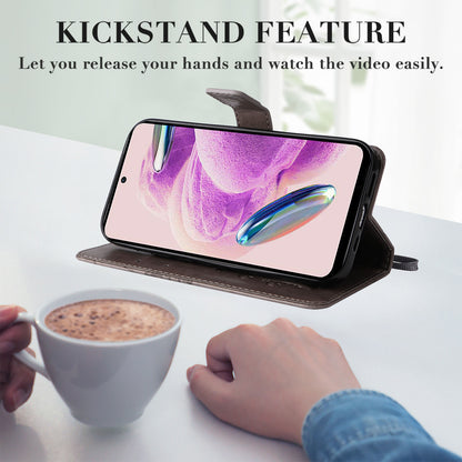 KT Imprinting Flower Series-2 For Xiaomi Redmi Note 12S 4G / Note 11 4G (Qualcomm) / Note 11S 4G Cellphone Leather Case Butterfly Imprint Wallet Stand Cover