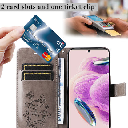 KT Imprinting Flower Series-2 For Xiaomi Redmi Note 12S 4G / Note 11 4G (Qualcomm) / Note 11S 4G Cellphone Leather Case Butterfly Imprint Wallet Stand Cover