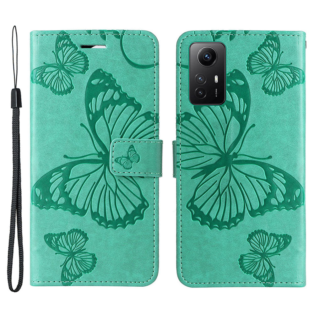 KT Imprinting Flower Series-2 For Xiaomi Redmi Note 12S 4G / Note 11 4G (Qualcomm) / Note 11S 4G Cellphone Leather Case Butterfly Imprint Wallet Stand Cover