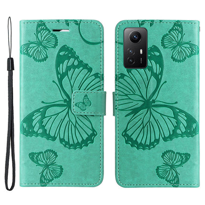KT Imprinting Flower Series-2 For Xiaomi Redmi Note 12S 4G / Note 11 4G (Qualcomm) / Note 11S 4G Cellphone Leather Case Butterfly Imprint Wallet Stand Cover