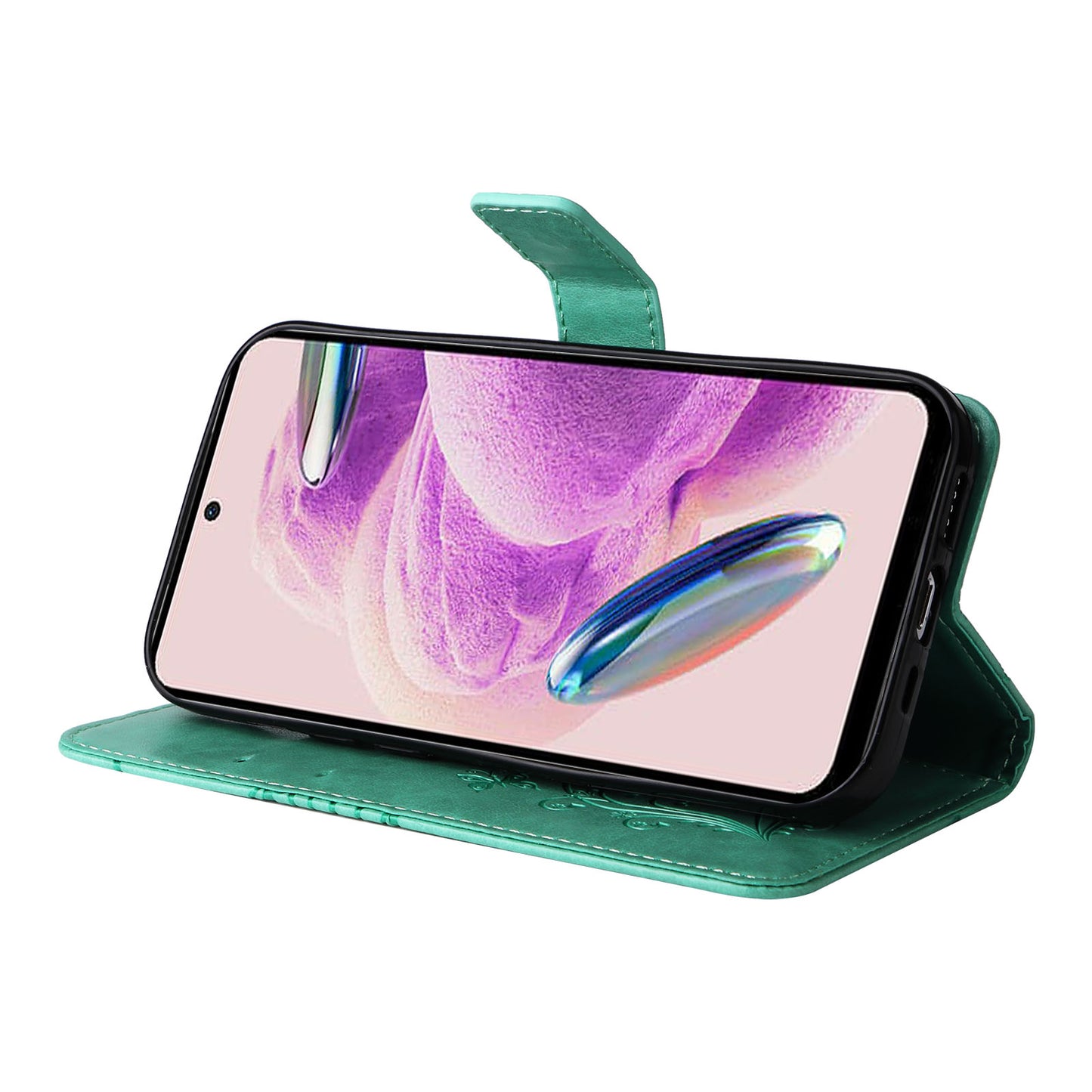 KT Imprinting Flower Series-2 For Xiaomi Redmi Note 12S 4G / Note 11 4G (Qualcomm) / Note 11S 4G Cellphone Leather Case Butterfly Imprint Wallet Stand Cover