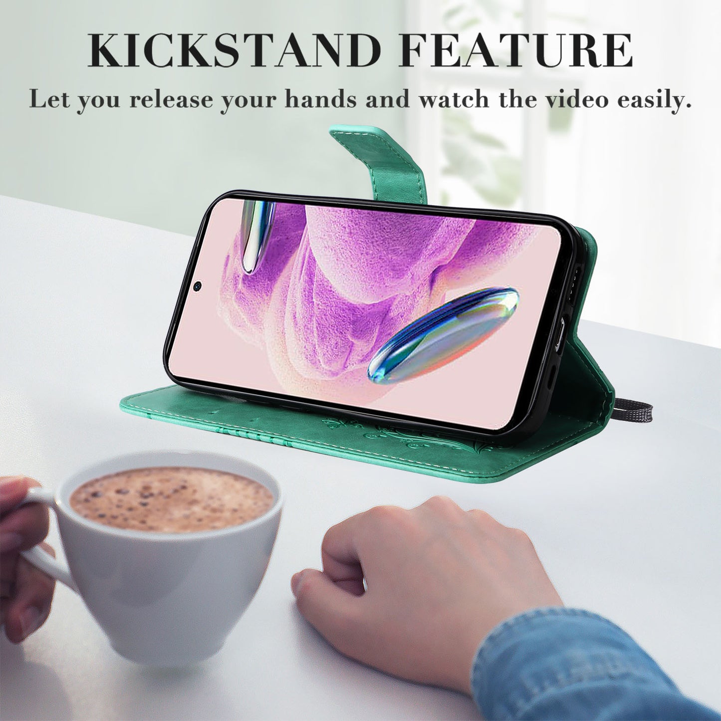 KT Imprinting Flower Series-2 For Xiaomi Redmi Note 12S 4G / Note 11 4G (Qualcomm) / Note 11S 4G Cellphone Leather Case Butterfly Imprint Wallet Stand Cover