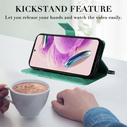 KT Imprinting Flower Series-2 For Xiaomi Redmi Note 12S 4G / Note 11 4G (Qualcomm) / Note 11S 4G Cellphone Leather Case Butterfly Imprint Wallet Stand Cover