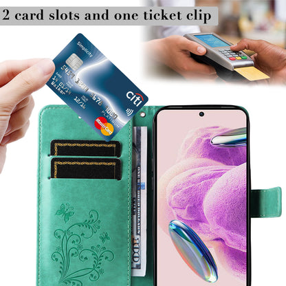 KT Imprinting Flower Series-2 For Xiaomi Redmi Note 12S 4G / Note 11 4G (Qualcomm) / Note 11S 4G Cellphone Leather Case Butterfly Imprint Wallet Stand Cover