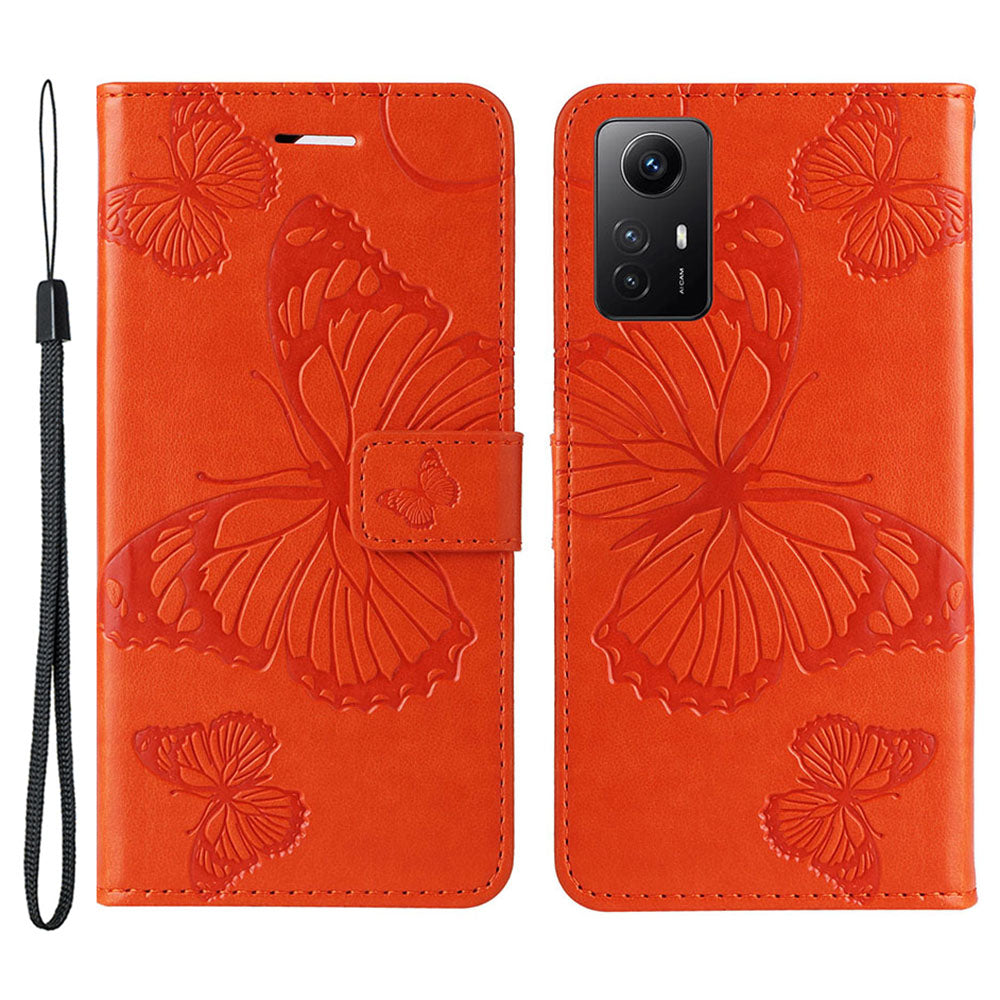 KT Imprinting Flower Series-2 For Xiaomi Redmi Note 12S 4G / Note 11 4G (Qualcomm) / Note 11S 4G Cellphone Leather Case Butterfly Imprint Wallet Stand Cover