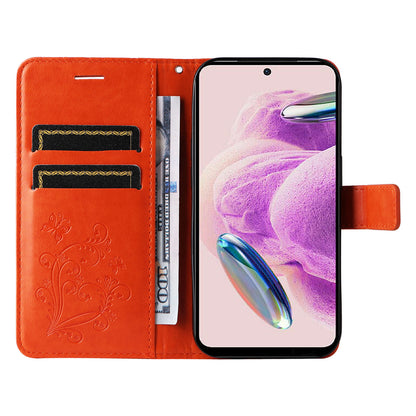 KT Imprinting Flower Series-2 For Xiaomi Redmi Note 12S 4G / Note 11 4G (Qualcomm) / Note 11S 4G Cellphone Leather Case Butterfly Imprint Wallet Stand Cover