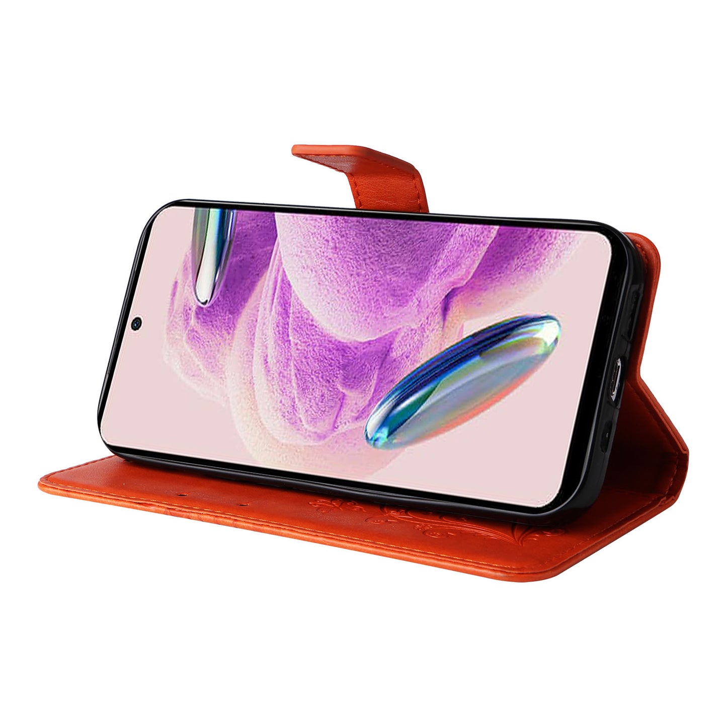 KT Imprinting Flower Series-2 For Xiaomi Redmi Note 12S 4G / Note 11 4G (Qualcomm) / Note 11S 4G Cellphone Leather Case Butterfly Imprint Wallet Stand Cover