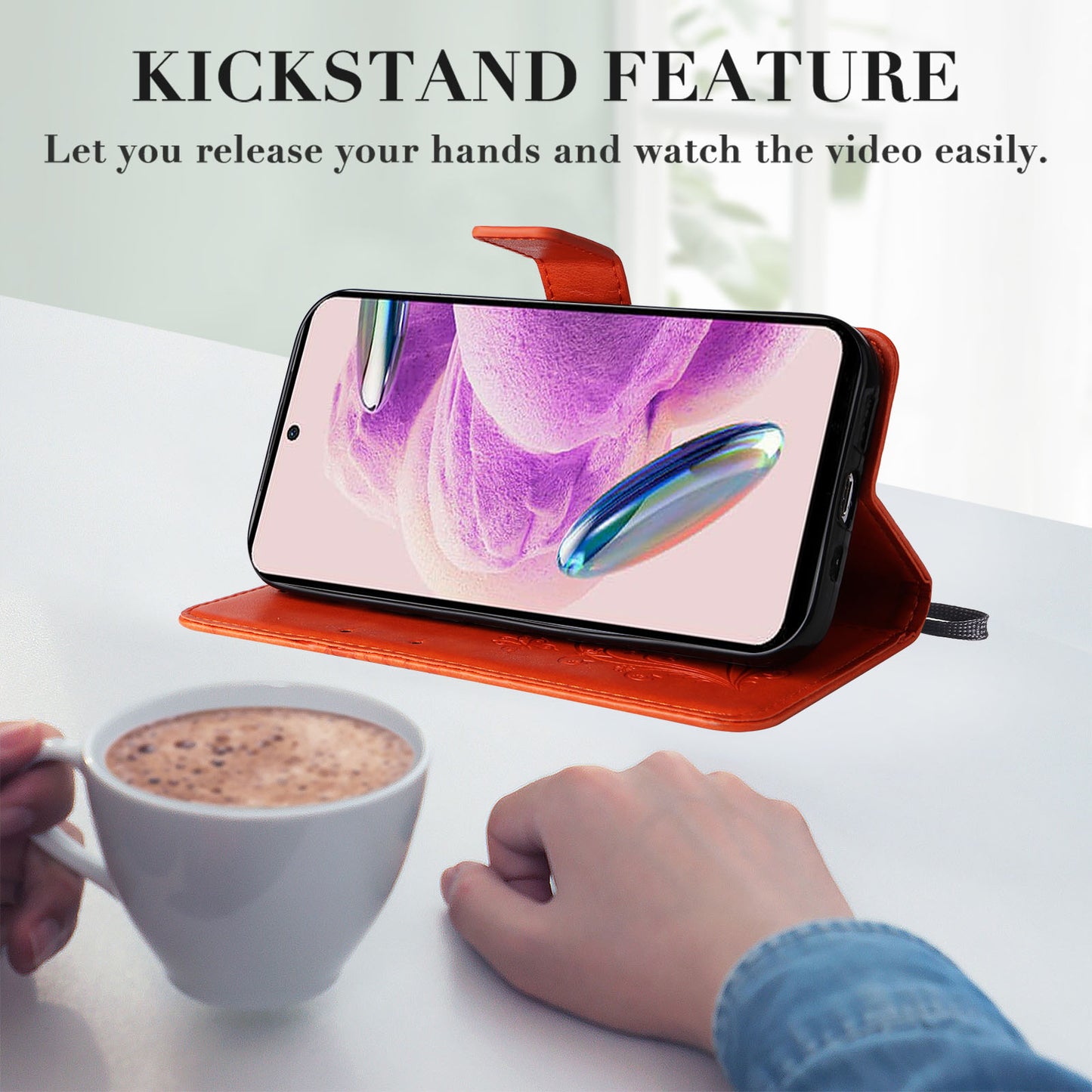 KT Imprinting Flower Series-2 For Xiaomi Redmi Note 12S 4G / Note 11 4G (Qualcomm) / Note 11S 4G Cellphone Leather Case Butterfly Imprint Wallet Stand Cover
