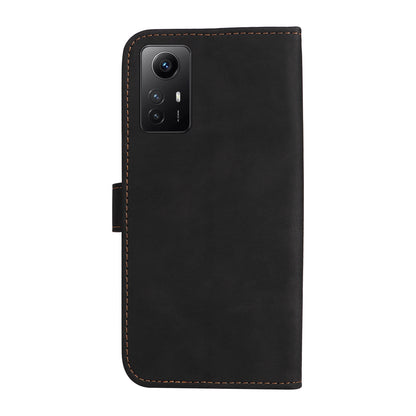 PU Leather Case for Xiaomi Redmi Note 12S 4G / Note 11 4G (Qualcomm) / Note 11S 4G Wallet Stand Three-color Splicing Phone Cover with Wrist Strap