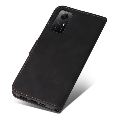 PU Leather Case for Xiaomi Redmi Note 12S 4G / Note 11 4G (Qualcomm) / Note 11S 4G Wallet Stand Three-color Splicing Phone Cover with Wrist Strap