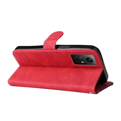 PU Leather Case for Xiaomi Redmi Note 12S 4G / Note 11 4G (Qualcomm) / Note 11S 4G Wallet Stand Three-color Splicing Phone Cover with Wrist Strap