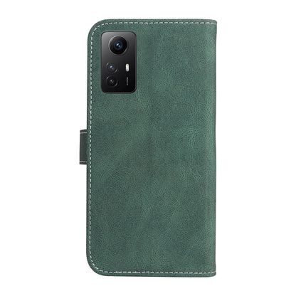 PU Leather Case for Xiaomi Redmi Note 12S 4G / Note 11 4G (Qualcomm) / Note 11S 4G Wallet Stand Three-color Splicing Phone Cover with Wrist Strap