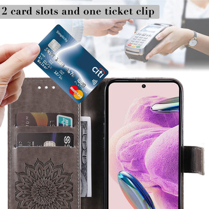 For Xiaomi Redmi Note 12S 4G / Note 11 4G (Qualcomm) / Note 11S 4G KT Imprinting Flower Series-1 PU Leather Stand Wallet Cover Anti-fall Phone Case with Strap