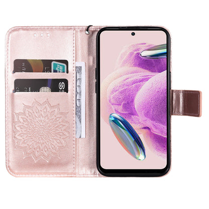 For Xiaomi Redmi Note 12S 4G / Note 11 4G (Qualcomm) / Note 11S 4G KT Imprinting Flower Series-1 PU Leather Stand Wallet Cover Anti-fall Phone Case with Strap