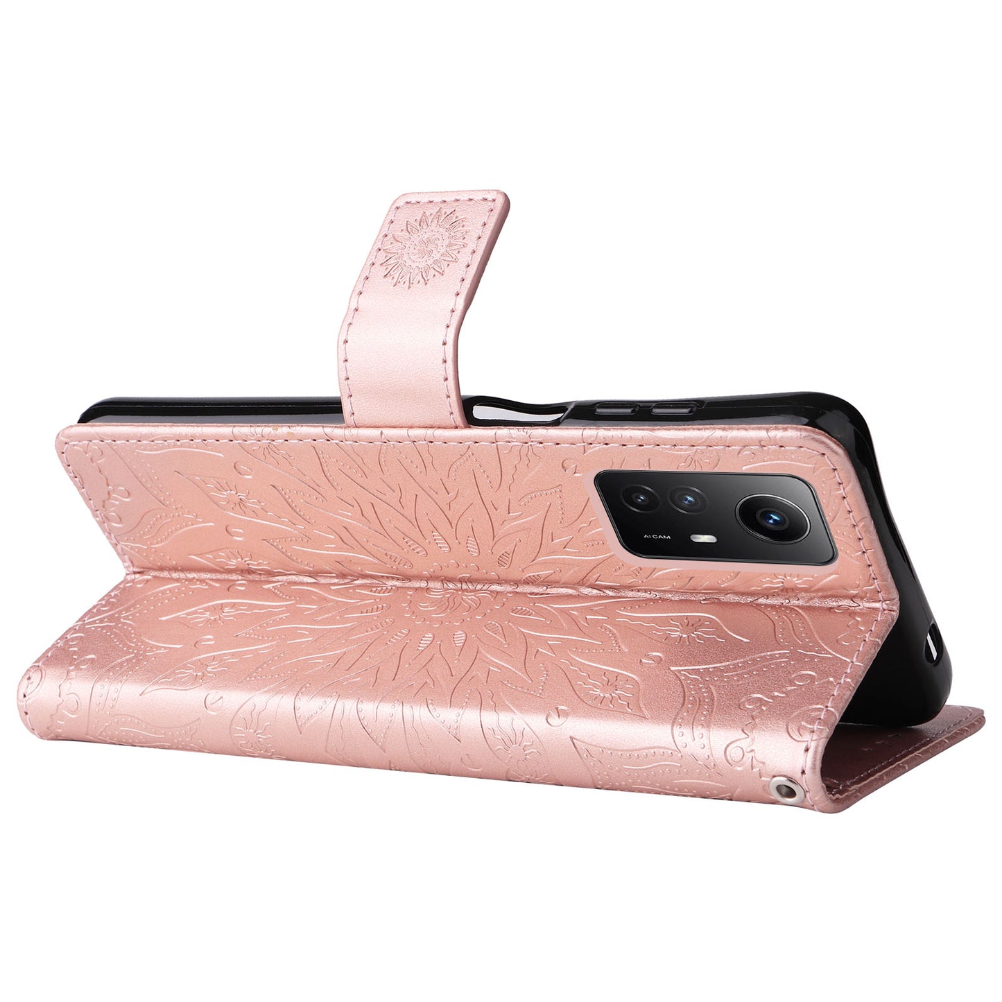 For Xiaomi Redmi Note 12S 4G / Note 11 4G (Qualcomm) / Note 11S 4G KT Imprinting Flower Series-1 PU Leather Stand Wallet Cover Anti-fall Phone Case with Strap