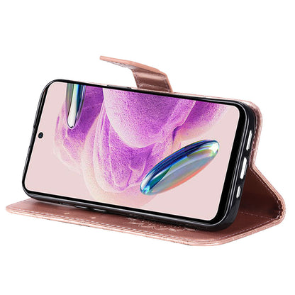 For Xiaomi Redmi Note 12S 4G / Note 11 4G (Qualcomm) / Note 11S 4G KT Imprinting Flower Series-1 PU Leather Stand Wallet Cover Anti-fall Phone Case with Strap