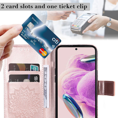 For Xiaomi Redmi Note 12S 4G / Note 11 4G (Qualcomm) / Note 11S 4G KT Imprinting Flower Series-1 PU Leather Stand Wallet Cover Anti-fall Phone Case with Strap