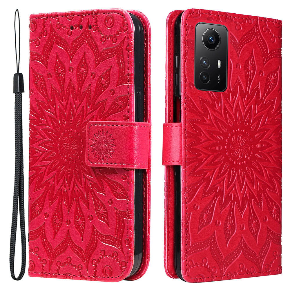 For Xiaomi Redmi Note 12S 4G / Note 11 4G (Qualcomm) / Note 11S 4G KT Imprinting Flower Series-1 PU Leather Stand Wallet Cover Anti-fall Phone Case with Strap