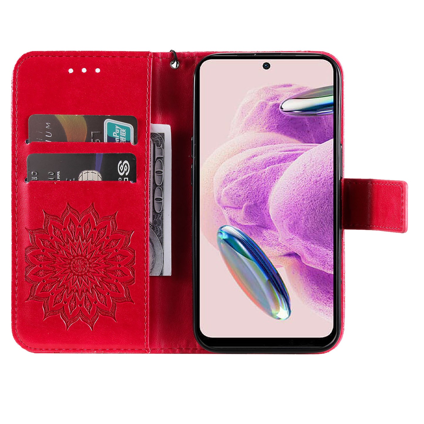 For Xiaomi Redmi Note 12S 4G / Note 11 4G (Qualcomm) / Note 11S 4G KT Imprinting Flower Series-1 PU Leather Stand Wallet Cover Anti-fall Phone Case with Strap