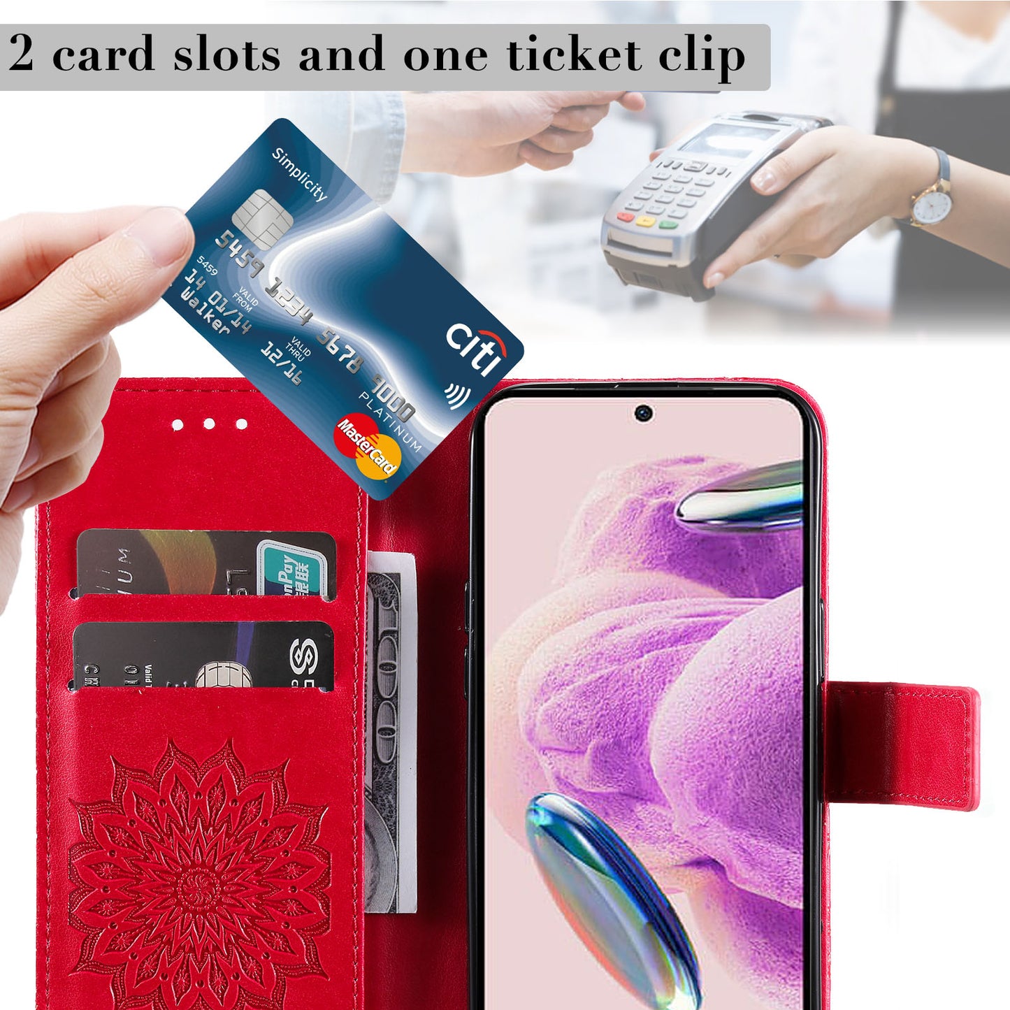 For Xiaomi Redmi Note 12S 4G / Note 11 4G (Qualcomm) / Note 11S 4G KT Imprinting Flower Series-1 PU Leather Stand Wallet Cover Anti-fall Phone Case with Strap