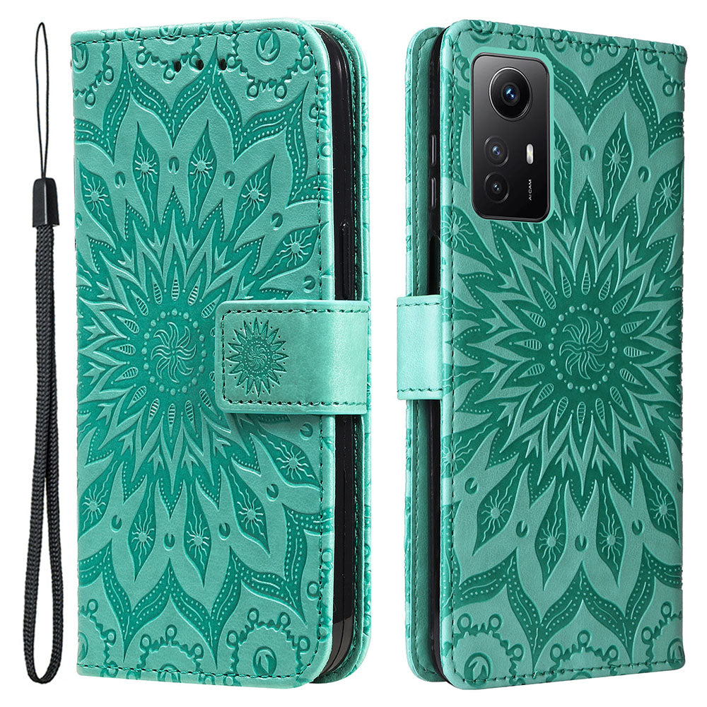 For Xiaomi Redmi Note 12S 4G / Note 11 4G (Qualcomm) / Note 11S 4G KT Imprinting Flower Series-1 PU Leather Stand Wallet Cover Anti-fall Phone Case with Strap