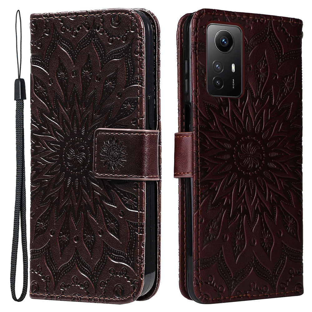 For Xiaomi Redmi Note 12S 4G / Note 11 4G (Qualcomm) / Note 11S 4G KT Imprinting Flower Series-1 PU Leather Stand Wallet Cover Anti-fall Phone Case with Strap