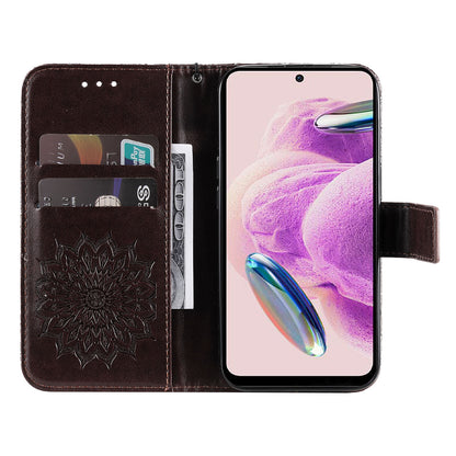 For Xiaomi Redmi Note 12S 4G / Note 11 4G (Qualcomm) / Note 11S 4G KT Imprinting Flower Series-1 PU Leather Stand Wallet Cover Anti-fall Phone Case with Strap