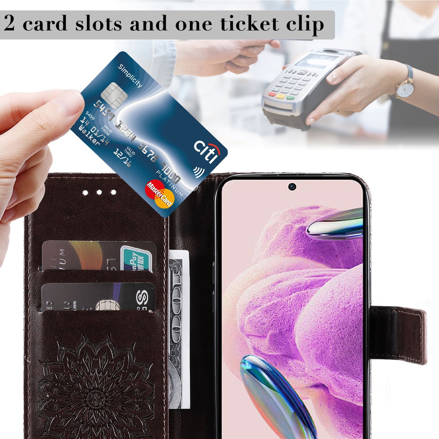 For Xiaomi Redmi Note 12S 4G / Note 11 4G (Qualcomm) / Note 11S 4G KT Imprinting Flower Series-1 PU Leather Stand Wallet Cover Anti-fall Phone Case with Strap