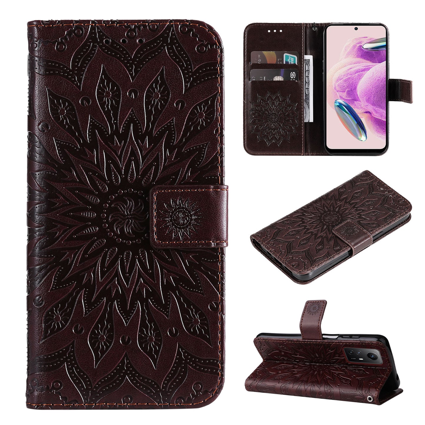 For Xiaomi Redmi Note 12S 4G / Note 11 4G (Qualcomm) / Note 11S 4G KT Imprinting Flower Series-1 PU Leather Stand Wallet Cover Anti-fall Phone Case with Strap