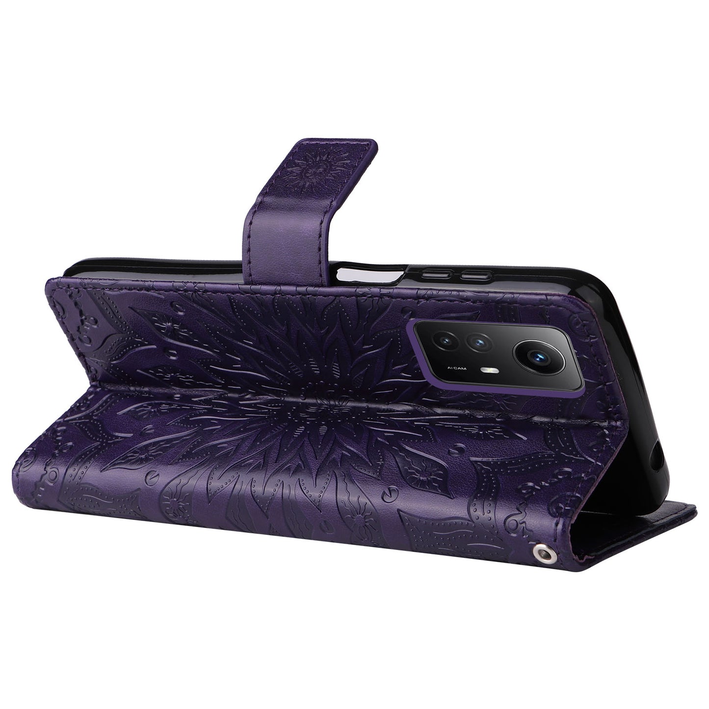 For Xiaomi Redmi Note 12S 4G / Note 11 4G (Qualcomm) / Note 11S 4G KT Imprinting Flower Series-1 PU Leather Stand Wallet Cover Anti-fall Phone Case with Strap