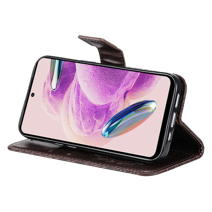 For Xiaomi Redmi Note 12S 4G / Note 11 4G (Qualcomm) / Note 11S 4G KT Imprinting Flower Series-1 PU Leather Stand Wallet Cover Anti-fall Phone Case with Strap