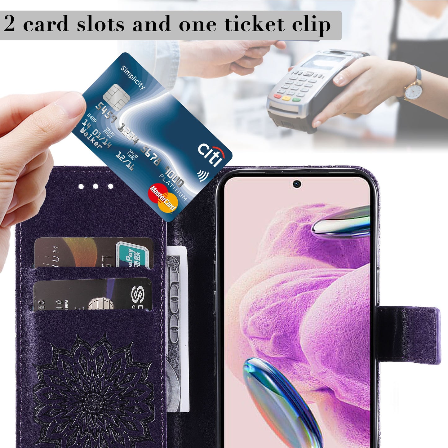 For Xiaomi Redmi Note 12S 4G / Note 11 4G (Qualcomm) / Note 11S 4G KT Imprinting Flower Series-1 PU Leather Stand Wallet Cover Anti-fall Phone Case with Strap