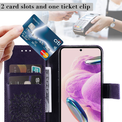 For Xiaomi Redmi Note 12S 4G / Note 11 4G (Qualcomm) / Note 11S 4G KT Imprinting Flower Series-1 PU Leather Stand Wallet Cover Anti-fall Phone Case with Strap