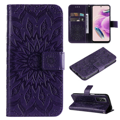 For Xiaomi Redmi Note 12S 4G / Note 11 4G (Qualcomm) / Note 11S 4G KT Imprinting Flower Series-1 PU Leather Stand Wallet Cover Anti-fall Phone Case with Strap