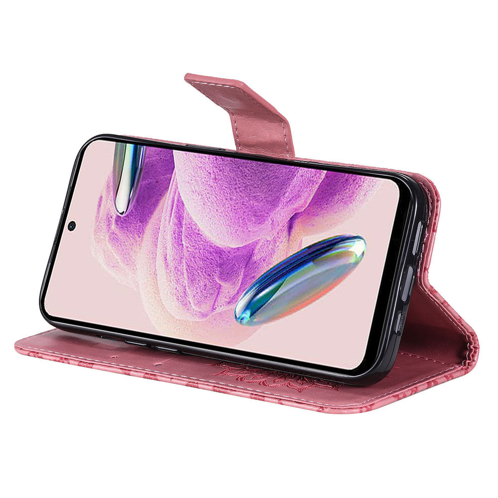 For Xiaomi Redmi Note 12S 4G / Note 11 4G (Qualcomm) / Note 11S 4G KT Imprinting Flower Series-1 PU Leather Stand Wallet Cover Anti-fall Phone Case with Strap