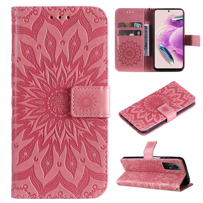 For Xiaomi Redmi Note 12S 4G / Note 11 4G (Qualcomm) / Note 11S 4G KT Imprinting Flower Series-1 PU Leather Stand Wallet Cover Anti-fall Phone Case with Strap
