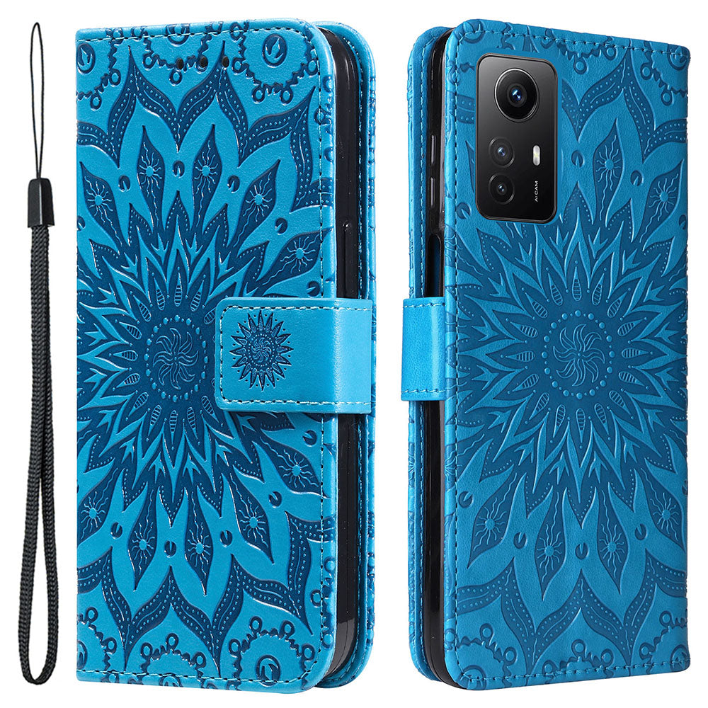 For Xiaomi Redmi Note 12S 4G / Note 11 4G (Qualcomm) / Note 11S 4G KT Imprinting Flower Series-1 PU Leather Stand Wallet Cover Anti-fall Phone Case with Strap