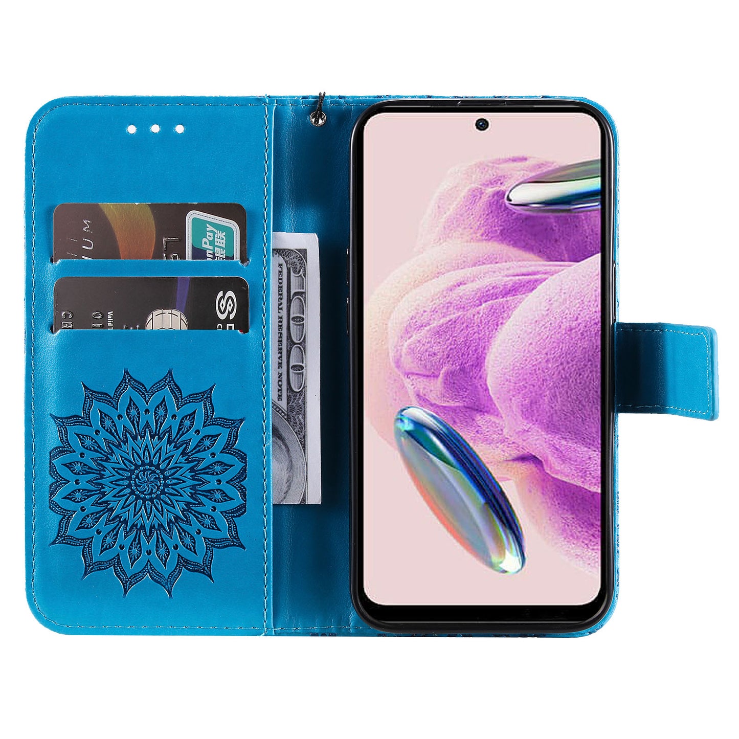 For Xiaomi Redmi Note 12S 4G / Note 11 4G (Qualcomm) / Note 11S 4G KT Imprinting Flower Series-1 PU Leather Stand Wallet Cover Anti-fall Phone Case with Strap