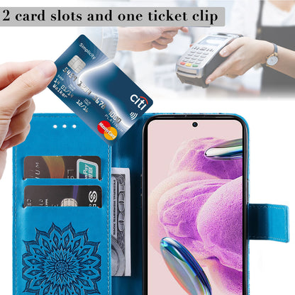 For Xiaomi Redmi Note 12S 4G / Note 11 4G (Qualcomm) / Note 11S 4G KT Imprinting Flower Series-1 PU Leather Stand Wallet Cover Anti-fall Phone Case with Strap