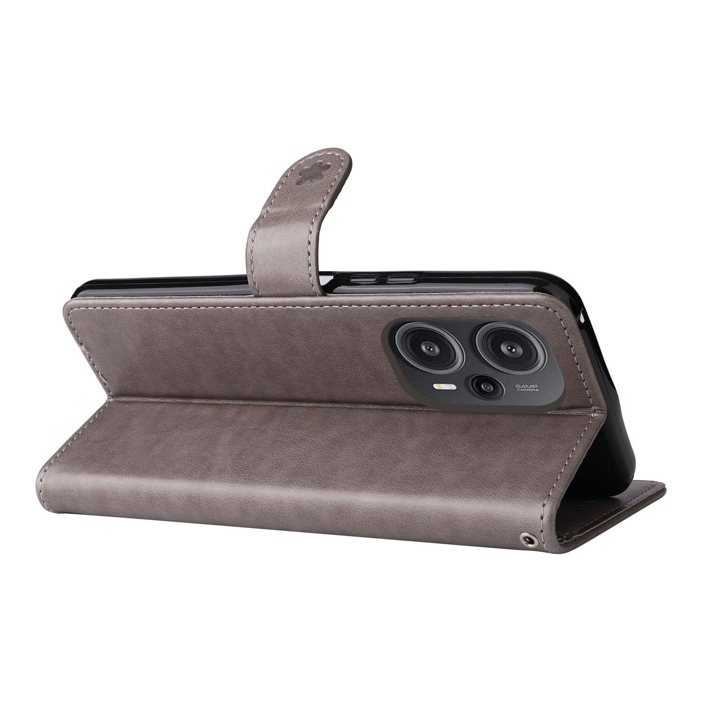 KT Imprinting Flower Series-4 For Xiaomi Redmi Note 12 Turbo / Poco F5 5G Phone Cover Cat Imprinted Leather Stand Wallet Case