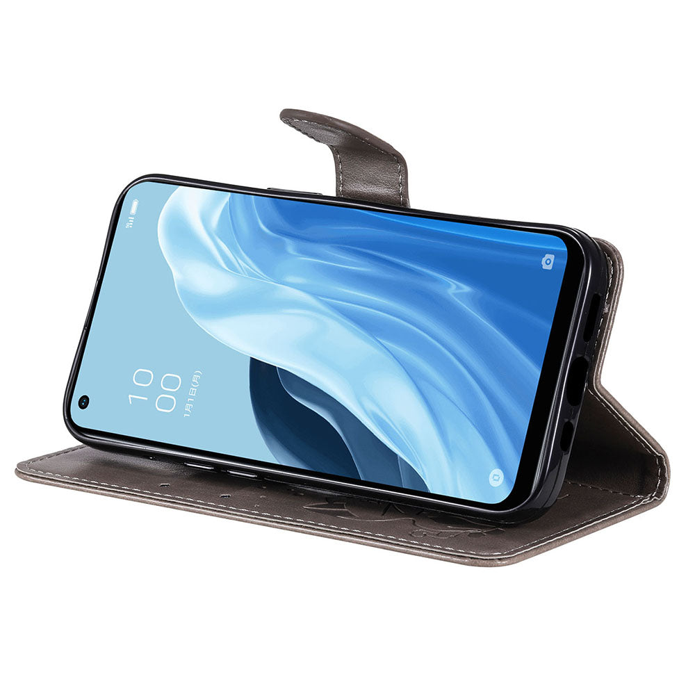 KT Imprinting Flower Series-4 For Xiaomi Redmi Note 12 Turbo / Poco F5 5G Phone Cover Cat Imprinted Leather Stand Wallet Case