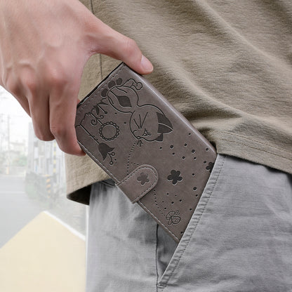 KT Imprinting Flower Series-4 For Xiaomi Redmi Note 12 Turbo / Poco F5 5G Phone Cover Cat Imprinted Leather Stand Wallet Case