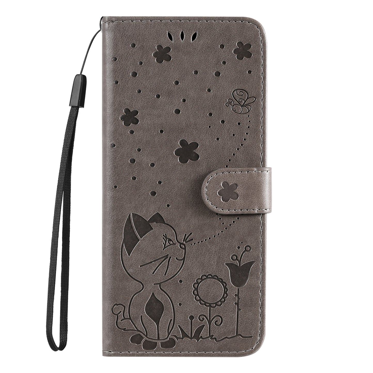 KT Imprinting Flower Series-4 For Xiaomi Redmi Note 12 Turbo / Poco F5 5G Phone Cover Cat Imprinted Leather Stand Wallet Case