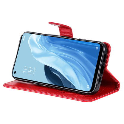 KT Imprinting Flower Series-4 For Xiaomi Redmi Note 12 Turbo / Poco F5 5G Phone Cover Cat Imprinted Leather Stand Wallet Case