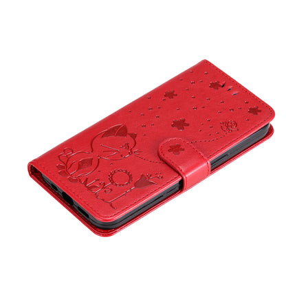 KT Imprinting Flower Series-4 For Xiaomi Redmi Note 12 Turbo / Poco F5 5G Phone Cover Cat Imprinted Leather Stand Wallet Case