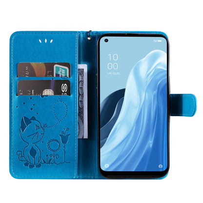 KT Imprinting Flower Series-4 For Xiaomi Redmi Note 12 Turbo / Poco F5 5G Phone Cover Cat Imprinted Leather Stand Wallet Case