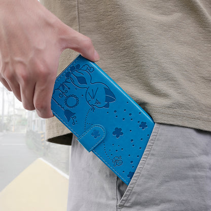 KT Imprinting Flower Series-4 For Xiaomi Redmi Note 12 Turbo / Poco F5 5G Phone Cover Cat Imprinted Leather Stand Wallet Case