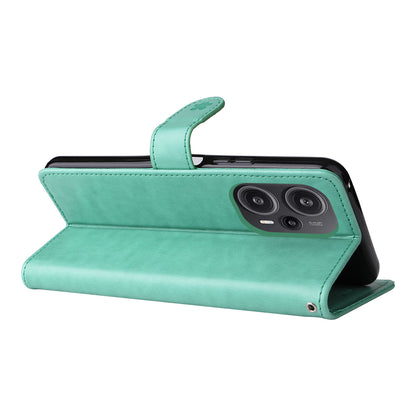 KT Imprinting Flower Series-4 For Xiaomi Redmi Note 12 Turbo / Poco F5 5G Phone Cover Cat Imprinted Leather Stand Wallet Case